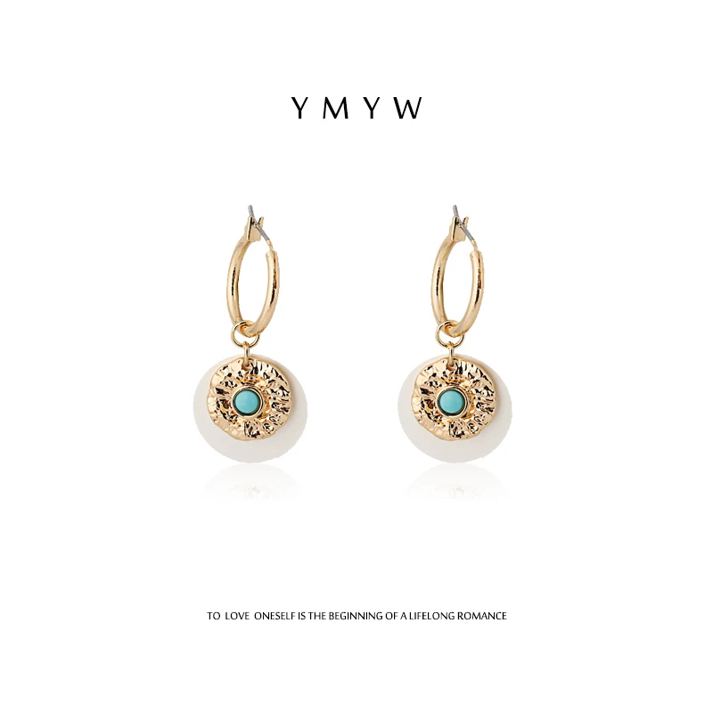 

YMYW Fashion Vintage Copper Geomentric Round Dangle Earrings Retro Metal Earrings for Women Girls Party Gift 2019 Oorbellen