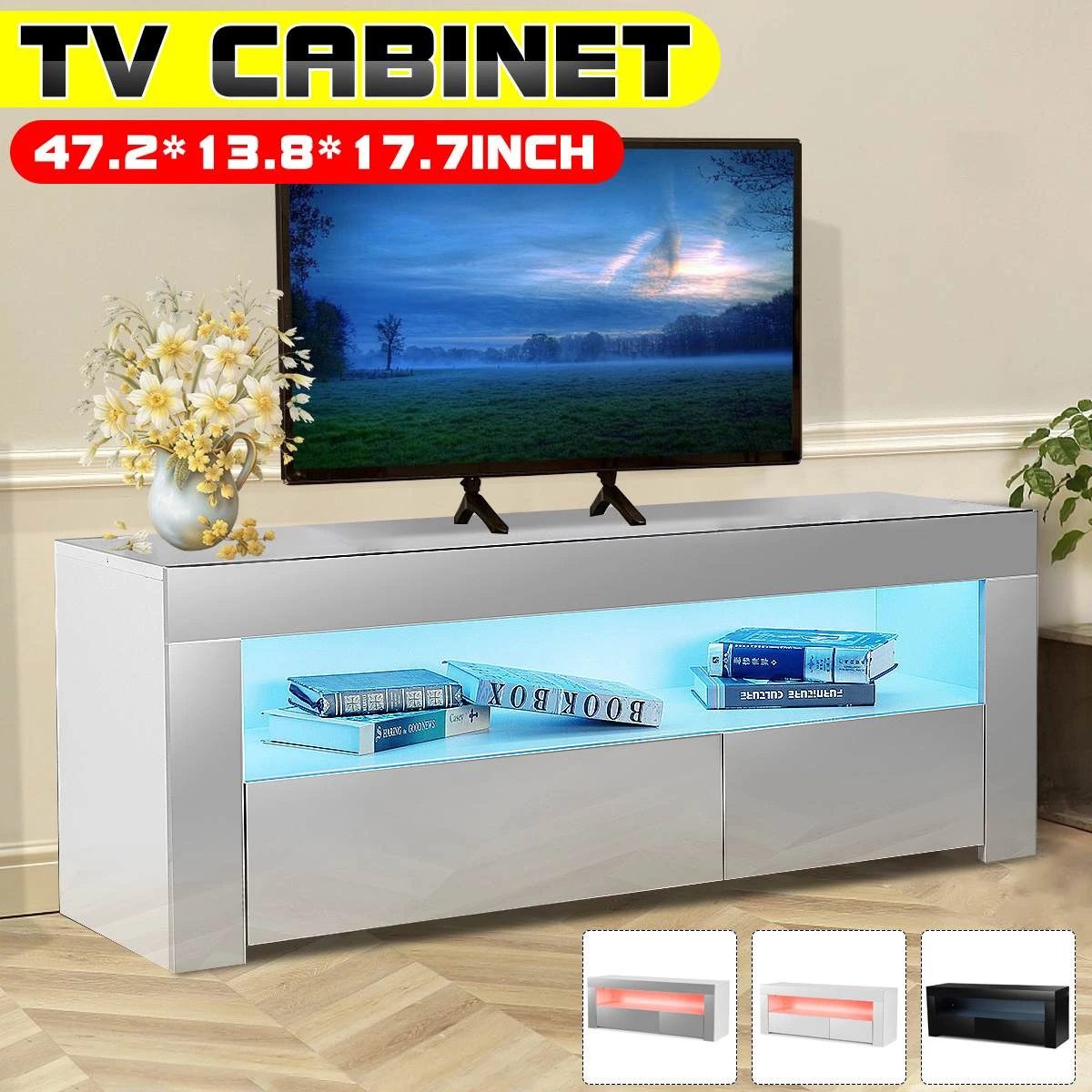 Soportes de TV LED RGB modernos de 47 pulgadas con cajón, organizador almacenamiento, Unidad de TV, soporte Monitor de TV, muebles de sala de estar|Soportes de TV| - AliExpress