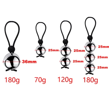 3Balls Male Penis Ring Penis Exercise Device Metal Ball Weight Hanger Penis Enlargement Pump Stretcher Extender Sex Toys For Men 6
