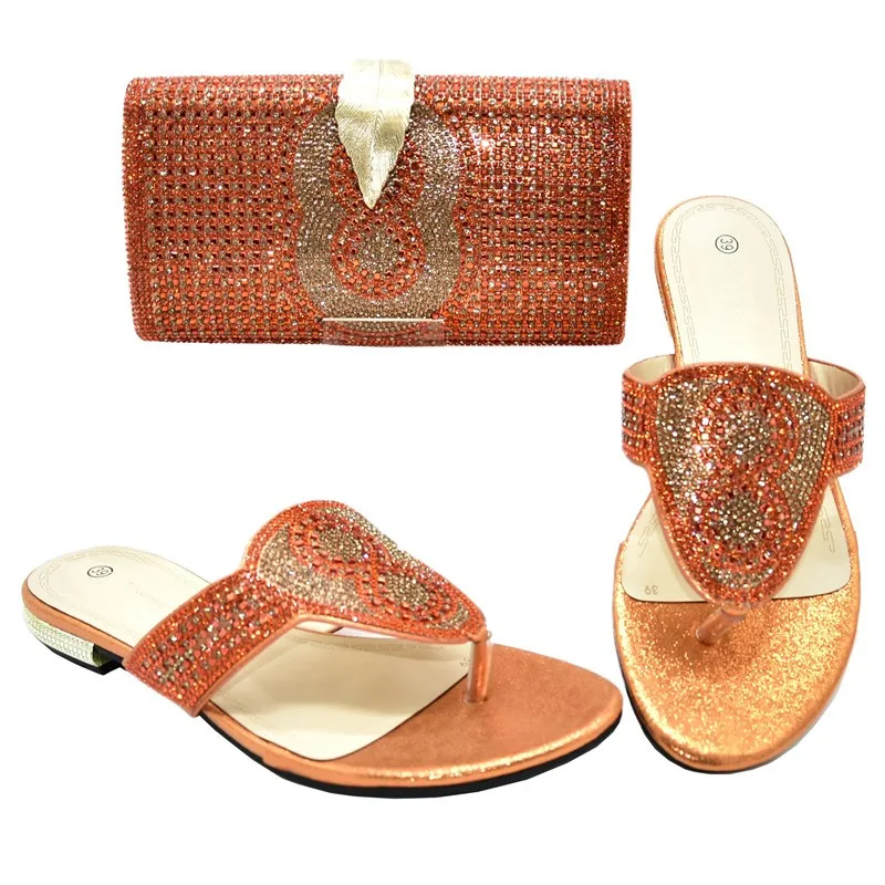 Новые итальянские вечерние туфли и сумочка в комплекте; женские свадебные туфли в африканском стиле высокого качества; итальянская дизайнерская обувь и сумка в комплекте - Цвет: Оранжевый