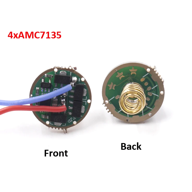 17 мм AMC7135 плавный Диммируемый Светодиодный драйвер для фонарика, фонарь, светильник, запчасти 3,7 в-4,2 в XM-L2 U3 U2 XPL V2 V3 V5 led - Цвет: 4xAMC7135