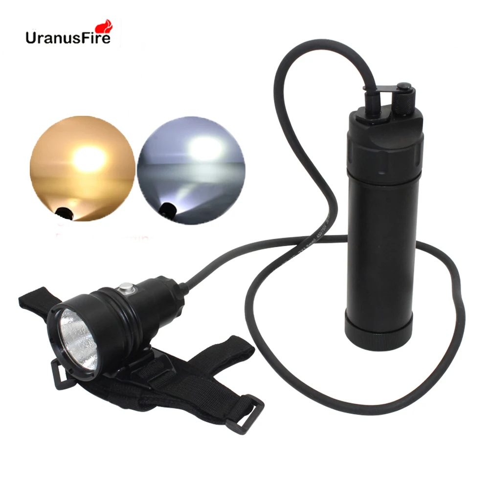 XHP70.2 LED Diving Flashlight Waterproof Underwater Video 100M Powerful Canister Split Type XHP70 Scuba Dive Torch Lamp Light