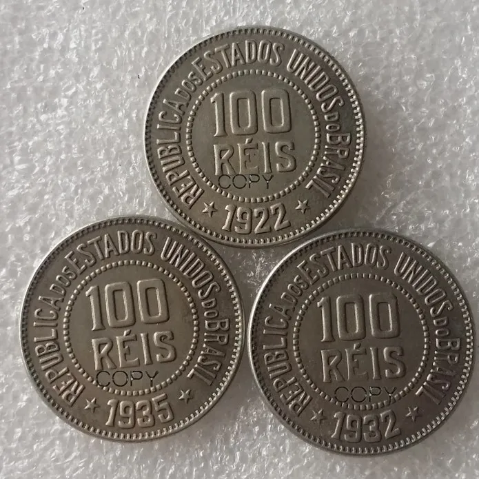 Смешанные даты 100, 1922, 1932, медь и никель, 1935, Бразилия, монета из сплава