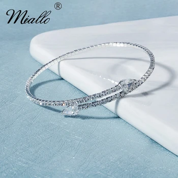 

Miallo Fashion Rhinestone Bracelets for Women Silver Color Bangle Shining Luxury Trendy Ladies Girls Bracelet Jewelry Gifts