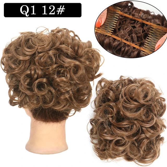 Synthetic Curly Elastic Band Chignon Plastic Comb Clips in Hair Extension Hair Bun Updo Cover Hairpieces Hair Accessories Q1 12