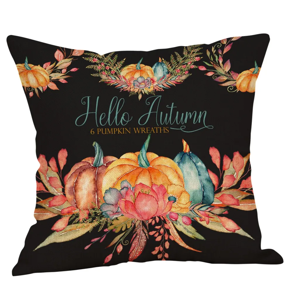 

Pumpkin Print Happy Halloween Pillow Case Home Car Bed Sofa Thanksgiving Cushion Cover Throw Pillows Decorative Pillow Cover