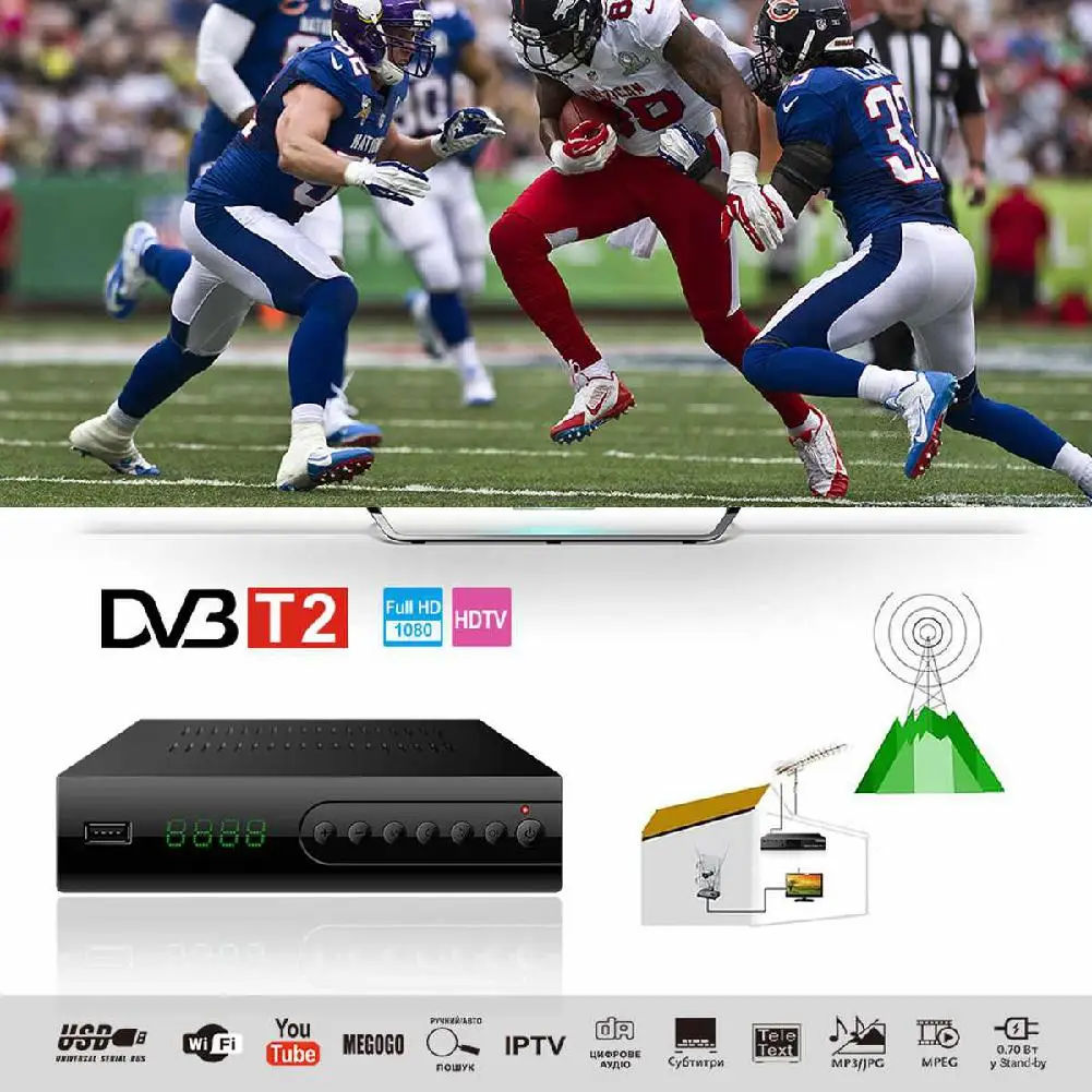 Телеприставка DVB T2 термоприемник Поддерживает Mpeg4 H.264 Youtube Wifi адаптер Iptv Av Hdmi выход металлический чехол приемник сигнала