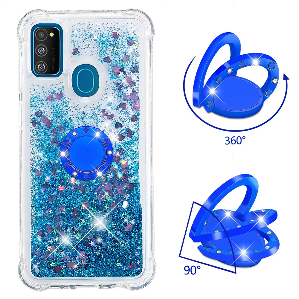 Милый кольцевой чехол для samsung Galaxy M30s, мягкий силиконовый чехол SM-M307FN/DS SM-M307F/DS, блестящий динамический жидкий бампер, чехол s
