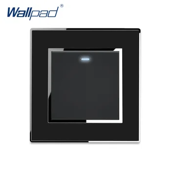 

Wallpad Wall Light Switch and Socket Set Rocker Button Black Acrylic Panel With Silver Edge Home Electric Outlet