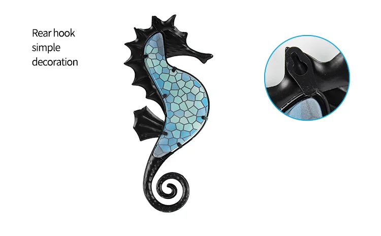 Garden Decor Metal Seahorse of Wall Decor with Glass for Garden Decoration Animales Jardin Miniature Statues and Sculpture
