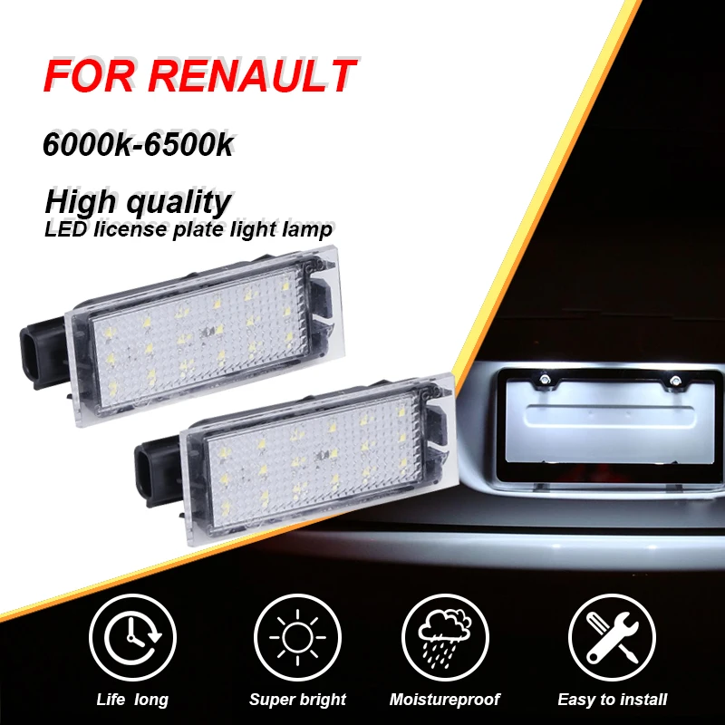 

CARLitek 2X White Led Auto Number Plate Lamp Car License Plate Light For Renault Megane 3 Vel Satis Clio Laguna 2 Twingo Master