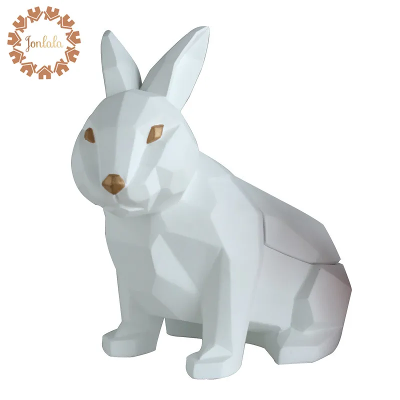 

Creative Geometry Rabbbit Tissue Holder Cassette Paper Holder Pumping Tray Living Room Coffee Table Decoration Rabbit Best Gift