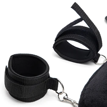 Fetish Bed Bondage Straps Set Love Posture Neck Collar Leg Cuffs Handcuffs Plush Sex Pillow BDSM Adult Game Couples Sex Toys 4