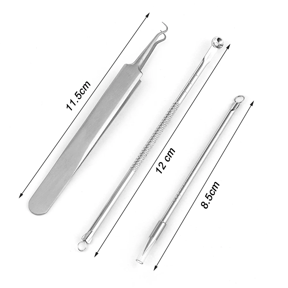 Silver 3 Pcs 1/3/4/5 шт. прочный Нержавеющая сталь Премиум угорь экстрактор для пятен удаление экстрактор по уходу за кожей лица инструмент для удаления прыщей инструменты - Цвет: Silver 3 Pcs