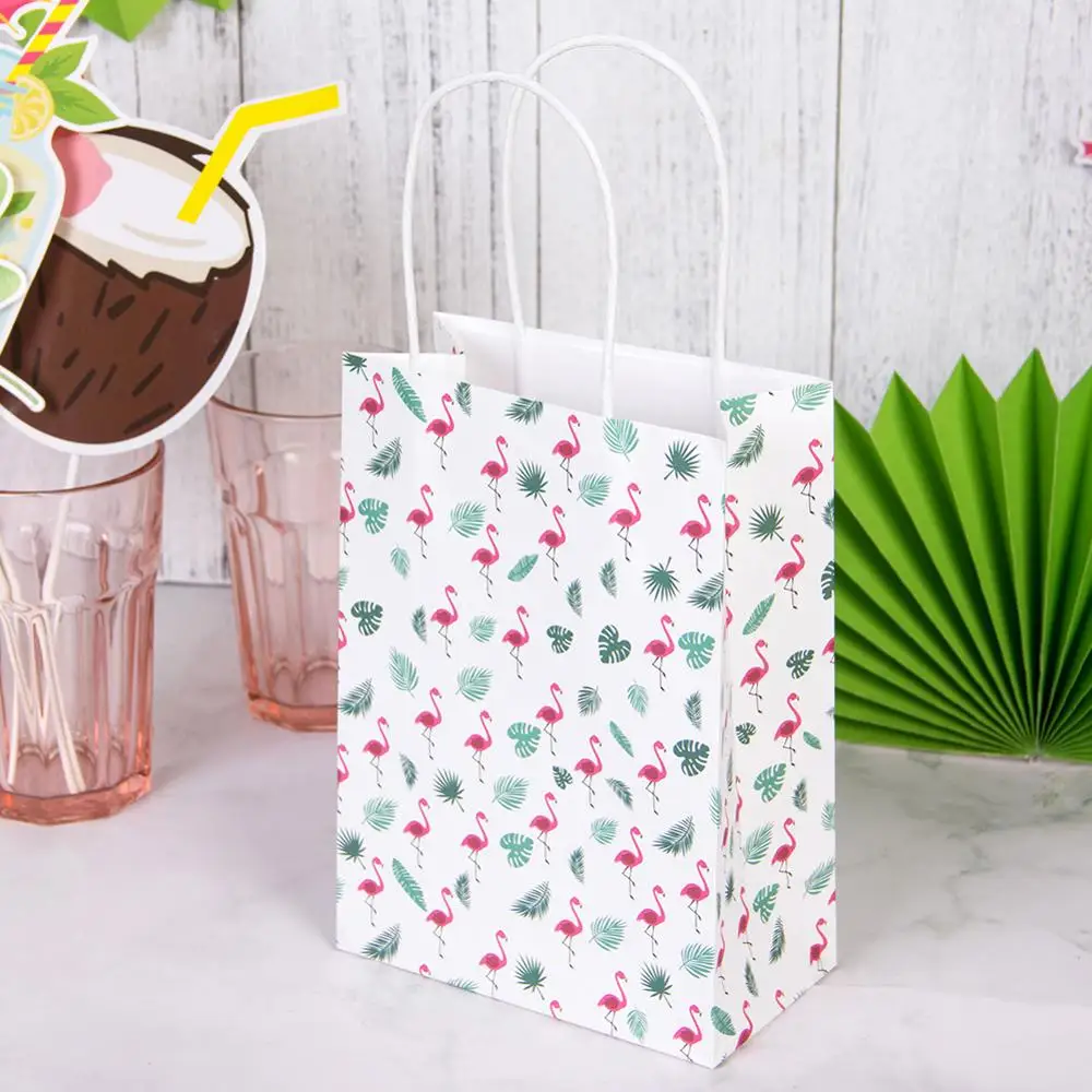 

8pcs Flamingo Paper Bag Stand up Birthday Wedding Candy Bags Favor Delicate Gift Packing paper Treat gift Bag 2020 New