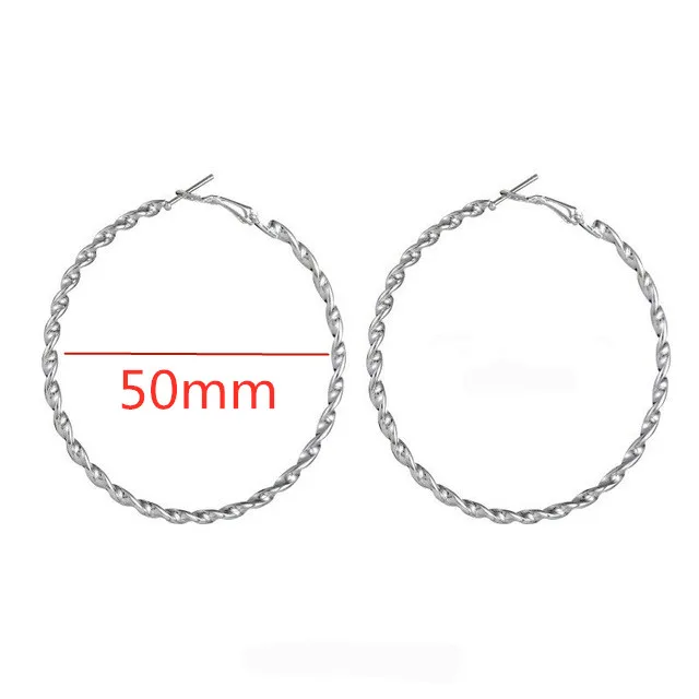 915 silver 40 мм 60 мм 70 мм 80 мм большие гладкие Круглые Серьги Brincos Простые Вечерние серьги с круглыми петлями для женщин ювелирные изделия - Окраска металла: 915 silver