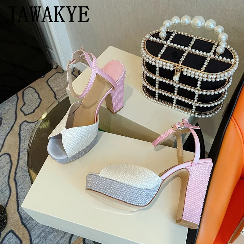 

Colorful Women High Platform Sandals Peep Toe Buckle Strap Party Summer Shoes Fairy Real Leather Chunky Heel Gladiator Sandals