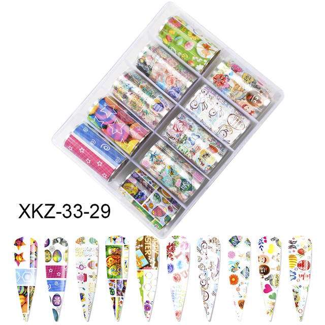 Star Transfer Paper Laser Leopard Print Gale Camouflage Small Fresh Fruit Star Set Nail Sticker Decorative Art 1Box 10 Grid