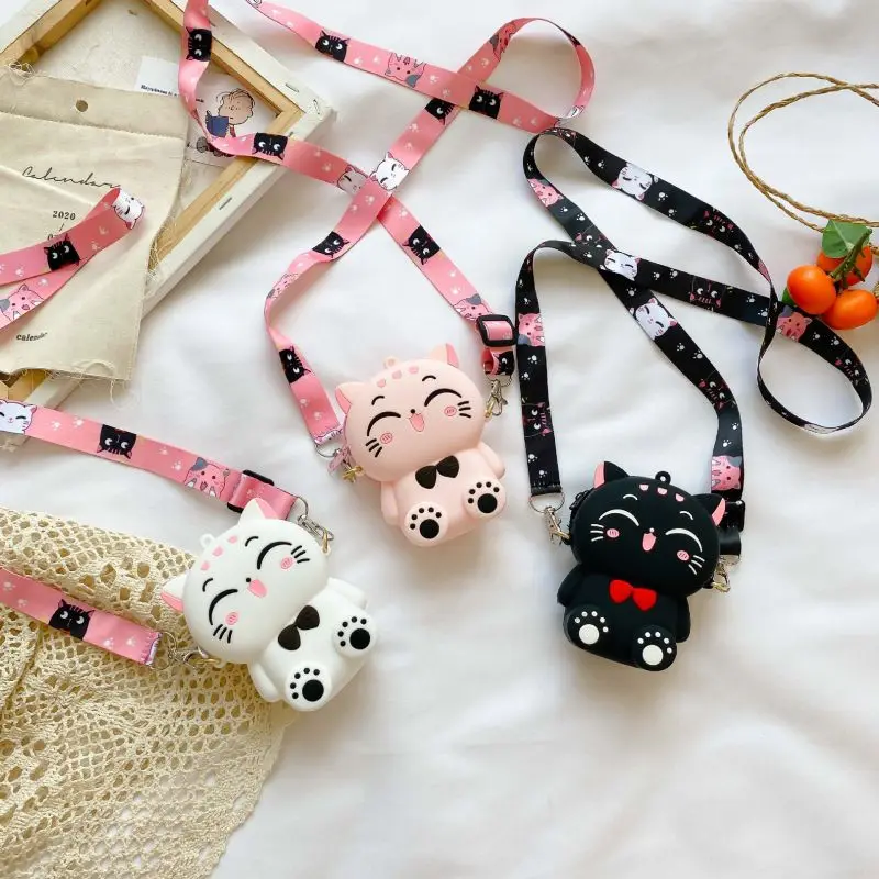 SB0003 New Fashion Cute Silicone Little Cat Bear Single Shoulder Bag Children Decorative Satchel Anime Sidebag |