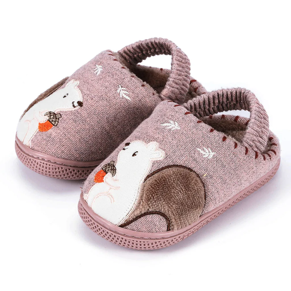 Пушистая обувь для маленьких мальчиков и девочек; теплые домашние тапочки с милыми животными; детские тапочки; детская обувь