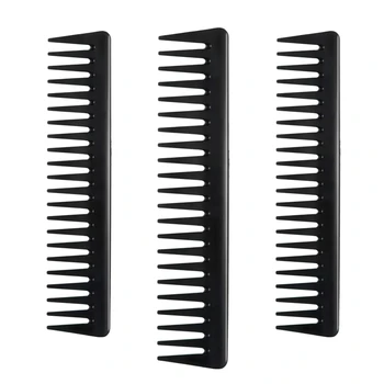 

3 Pcs Black Carbon Wide Tooth Comb Detangling Barber Comb Black Carbon Fiber Tooth Comb Hairdressing Comb