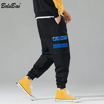 

BOLUBAO 2020 New Men Casual Pants Men's Letter Print Straight Pants Male Fashion Wild Harem Pants Brand Clothing