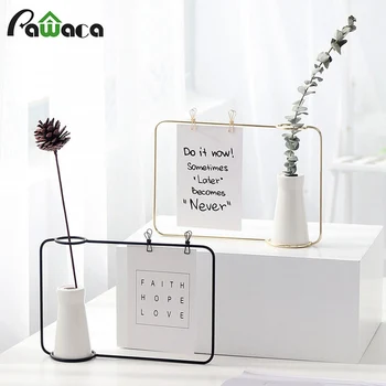 

Ceramic Flower Vase Holder Clip Postcard Double Sided Photo Frame Home Office Decoration Sales Style Wrought Iron Metal Europe