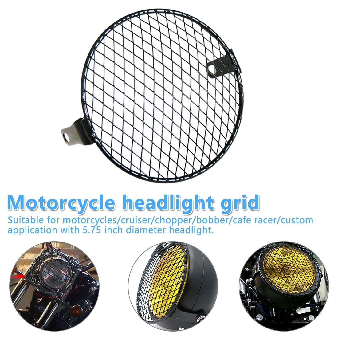

Motorcycle Modified Headlight Hood Headlight Round Cover LED Headlights Grid Cover for Cruiser Chopper Cafe Racer