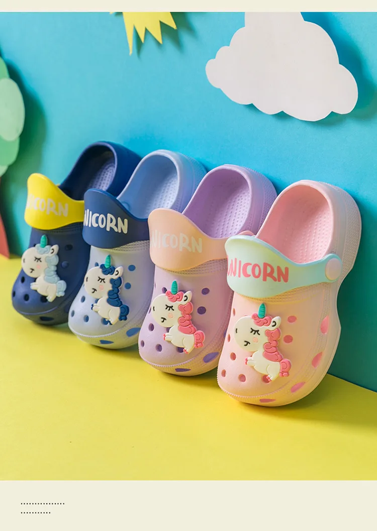 Suihyung Unicorn Kids Cave Shoes Summer Non-slip Boys Girls Two-wears Beach Swimming Slippers Toddler Children Non-slip Sandals