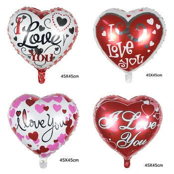

50PC New 18 Inch I Love You Heart Shaped Balloon Foil Balloon Happy Birthday Valentine's Day Wedding Birthday Decoration Ball