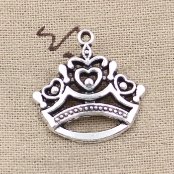 

12pcs Charms Hollow Crown 26x26mm Antique Silver Color Pendants DIY Necklace Crafts Making Findings Handmade Tibetan Jewelry