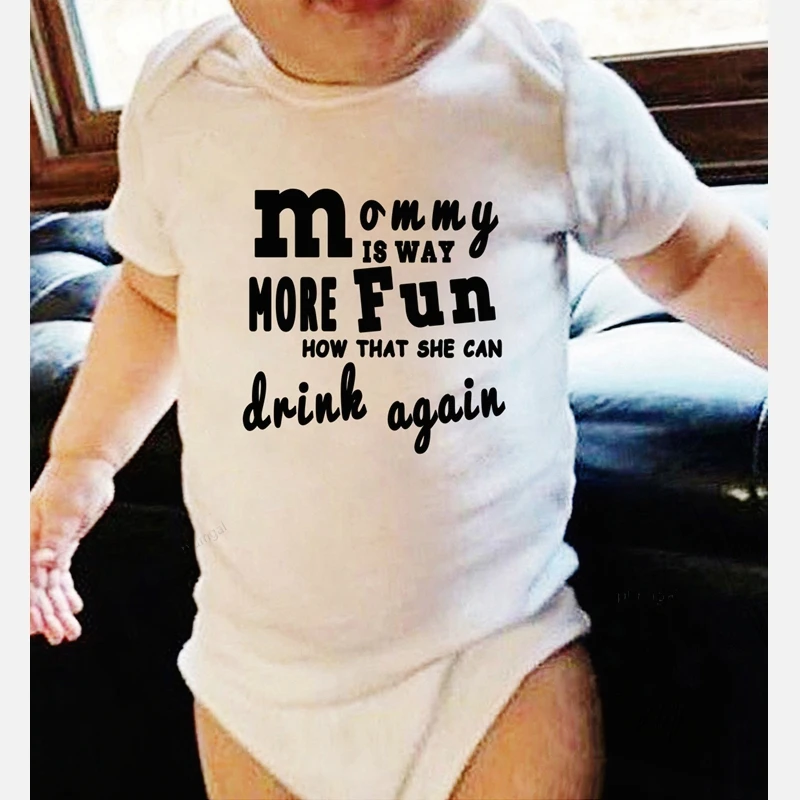 Mommy Is Way More Fun/детские комбинезоны с принтом Одежда для новорожденных мальчиков