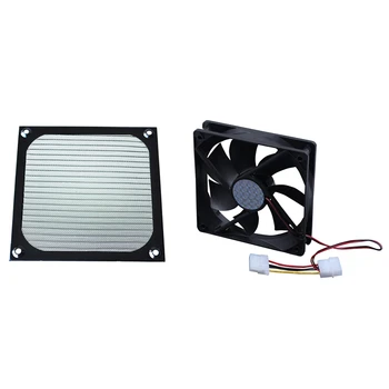 

1Pcs 12Cm x 12Cm PC Cooler Fan Aluminum Dustproof Meshy Filter Black & 1Pcs 120Mm x 25Mm DC 24V 4Pin Sleeve Bearing Computer Cas