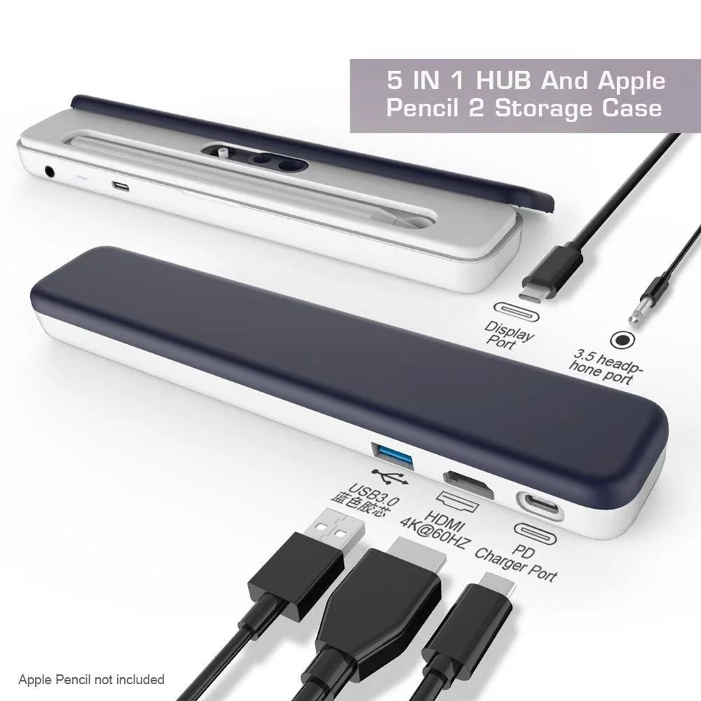 

USB C Hub Adapter for MacBook Pro USB-C PD Port HDMI for Samsung S8 S9 Huawei P20 Mate 20 Pencil Case for iPad Pro Apple Pencil