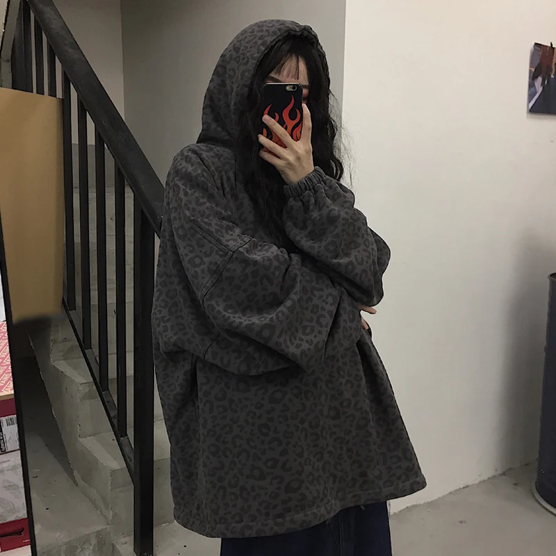 Зимние худи с леопардом, женские уличные толстовки с капюшоном, пуловер с длинным рукавом,, модный поддельный комплект, Женские повседневные топы
