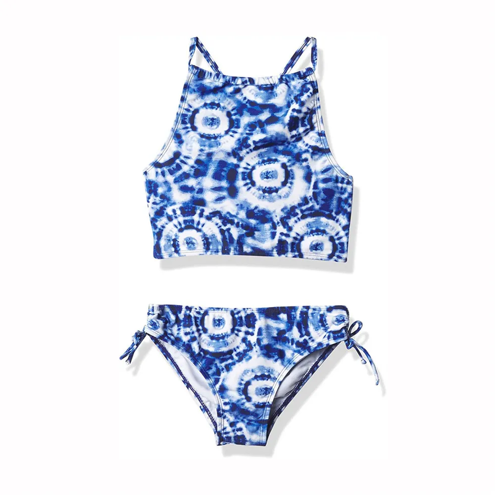 

Tie Dye Print Children Girl Bandage Bikini Set 2022 Girls Kids Swimwear Swimsuit Summer Baby Kids Biquini Swimming Suit XA035