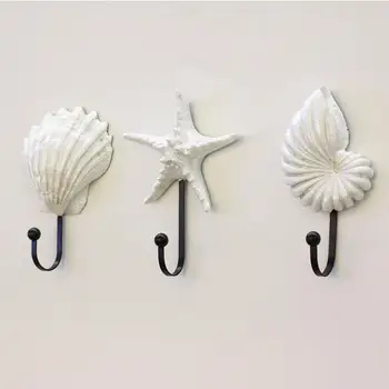 

3Pcs 3D Star Shell Conth Hanging Hook Wall Mount Hanger Decorative Coat Rack For Bathroom Door Wall Convenient