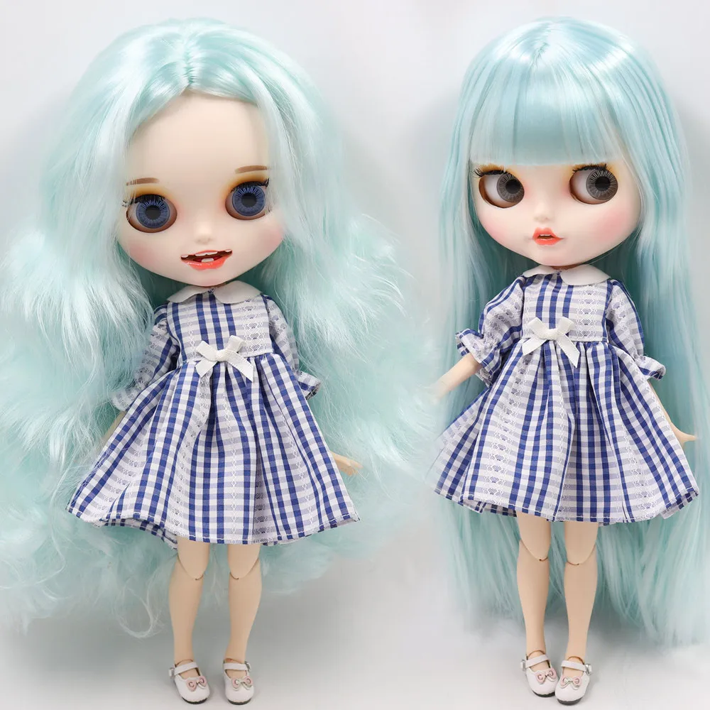 Ледяной обнаженный Blyth кукла No. BL6909 голубые волосы резные губы открытый рот матовая индивидуальные лица сустава тела 1/6 bjd