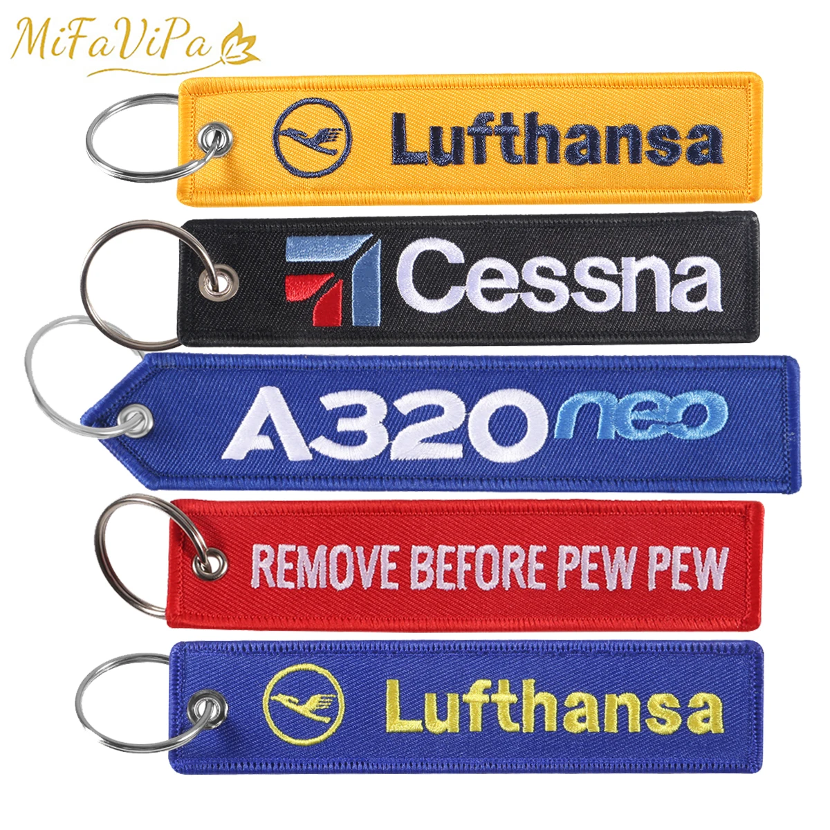 Mifavipa 5 Pcs Flight Crew Portachiavi Moda Trinket Llavero Cessna Ricamo Portachiavi Anello Halal Per Regalo Aeronautico A320
