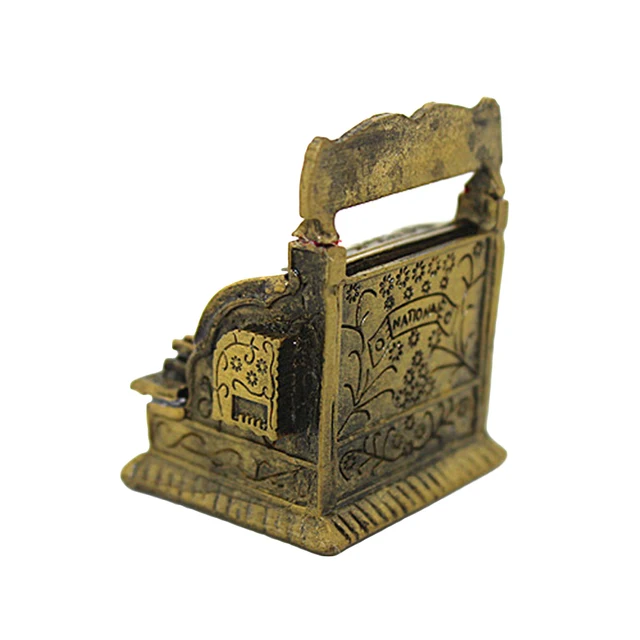 Vintage Miniature Carving Cash Register Open Draw Collection for Doll Home Decoration 1/12 Dollhouse Furniture Accessories 3