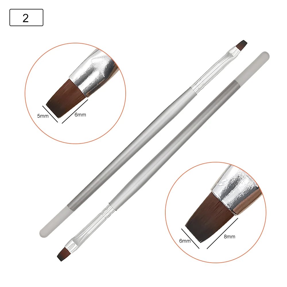 8 Styles Silver Metal Bar Nail Brush Acrylic UV Gel Gradient Drawing Pen Brush Bgirl Manicure Nail Art Tool Quality B038
