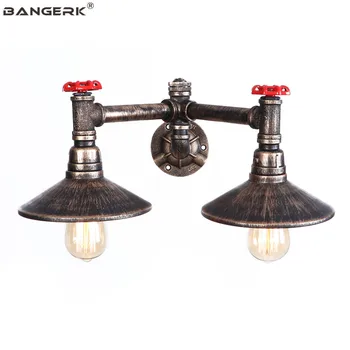 

Industrial Water Pipe Wall Light Double Vintage LED Wall Lamp Bedside Iron Loft Decor Edison Lights Wall Sconce Home Lighting