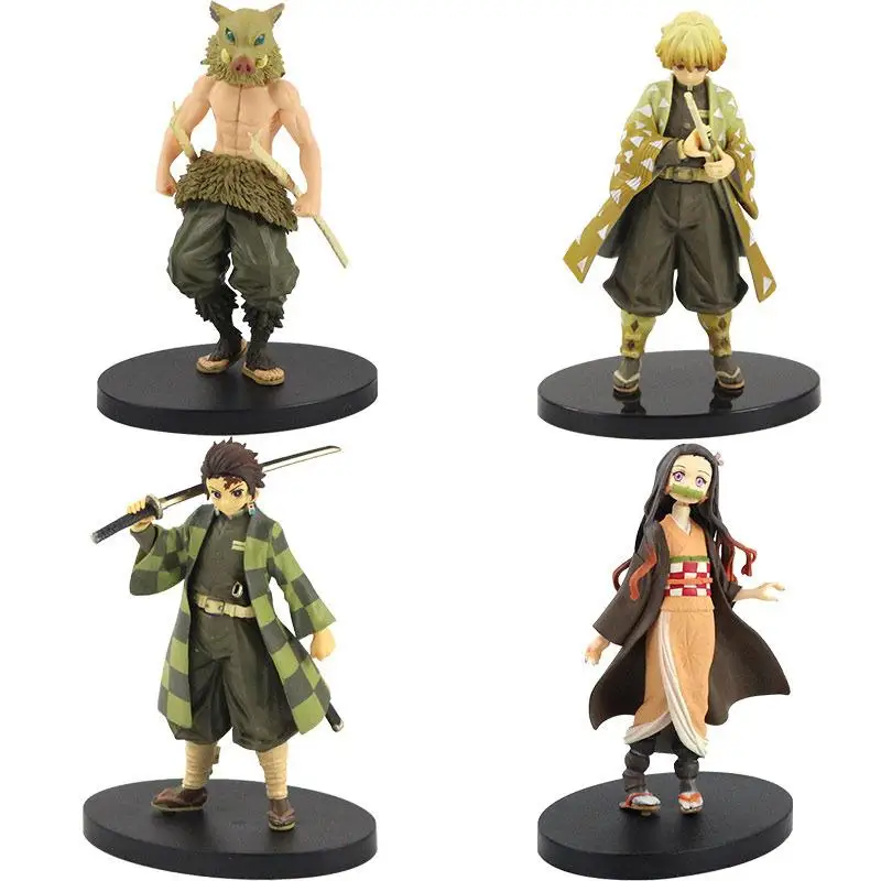 Devil's Blade Anime Figure Tanjirou Nezuko Zenitsu Inosuke Demon Slayer PVC Action Figure Collectible Model Toys Doll Decoration