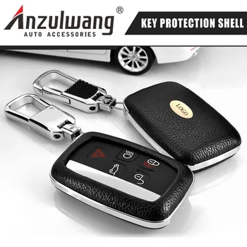 

ANZULWANG 2017 The new Leather key cases for Land Rover Rangefinder Aurora Freelander 2 found 4 Jaguar remote control package