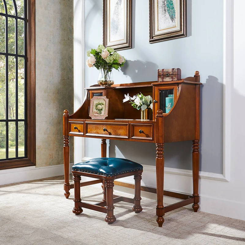 

Dressing table set with the mirror which hide as study desk and stool WA613