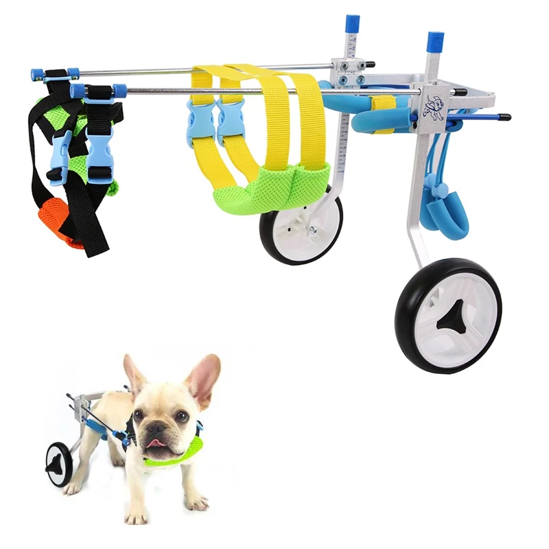 

2 Wheel Aluminium Walk Cart Scooter Pet Dog Wheelchair For Handicapped Hind Leg Adjustable Durable XXS XS for 3-15kg Pet