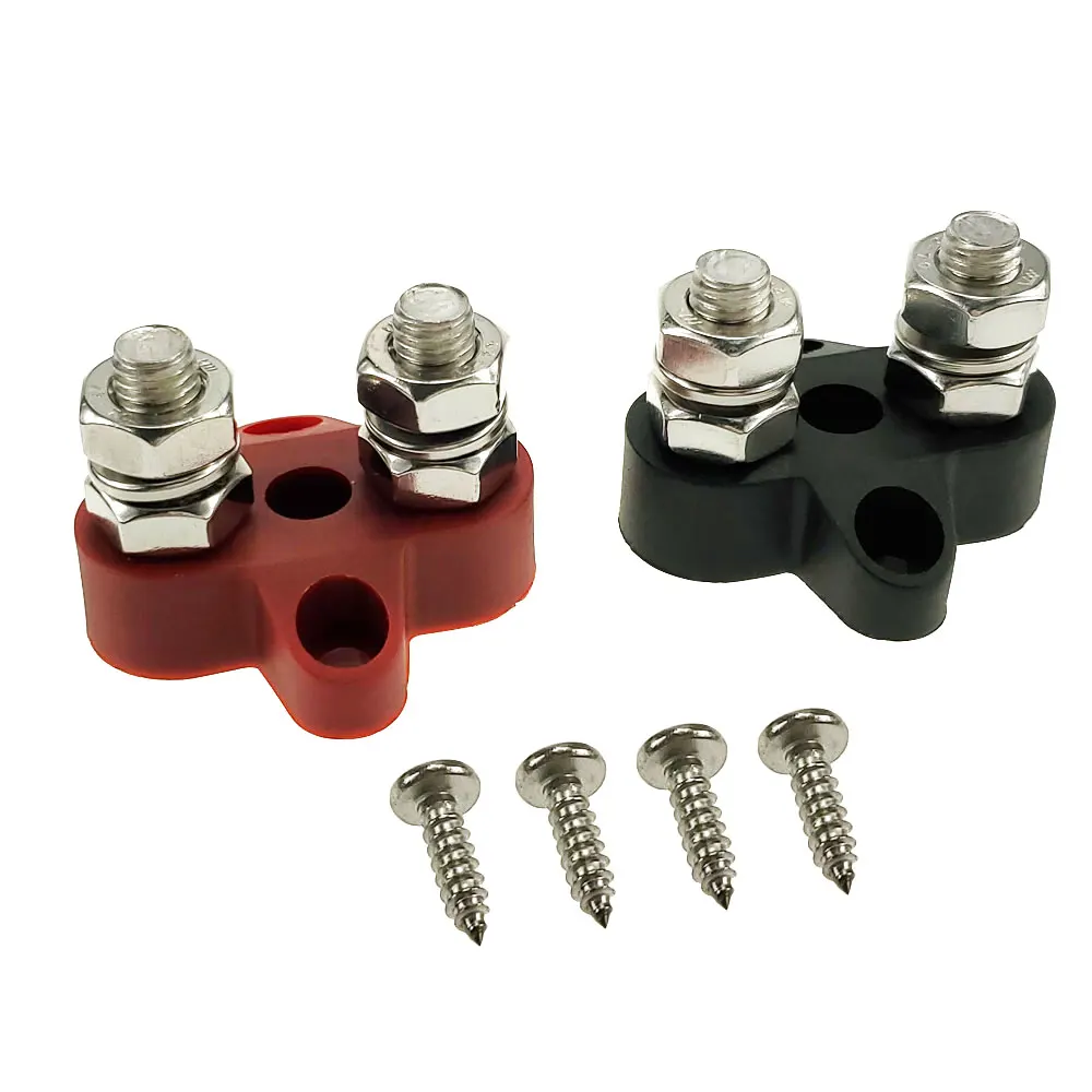 2 блока питания клеммные блоки DC 48V M8(5/1") двойной сверхмощный клеммный блок питания и заземления распределительный блок(1* Черный+ 1* красный