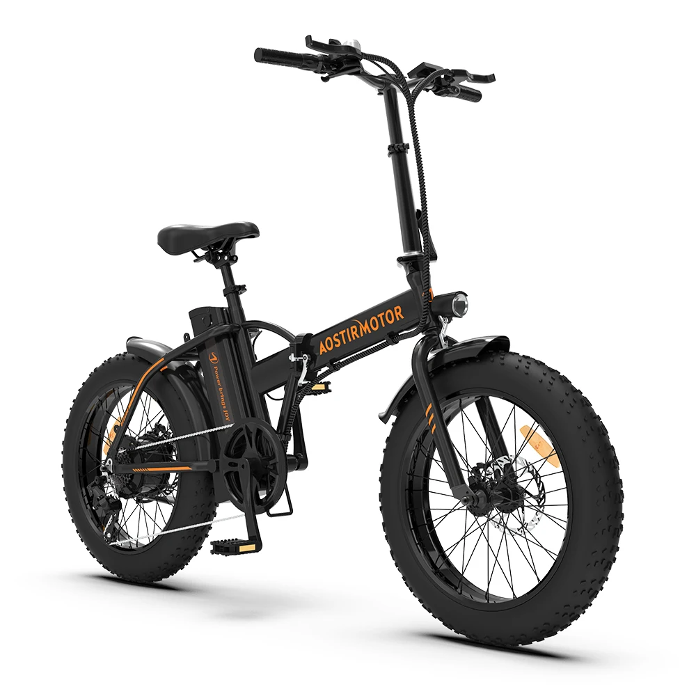 AOSTIRMOTOR 500W Ebike Folding Lithium Battery 36V 13Ah Electric Bicycle 20 Inch Fat Tire Mini Bafang Bike Adult