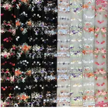 1 ярд 3D шифоновая кружевная ткань с блестками для платья, ширина 130 см, нигерийская Цветочная швейцарская кружевная ткань, одежда для шитья Diy Ткань Материал