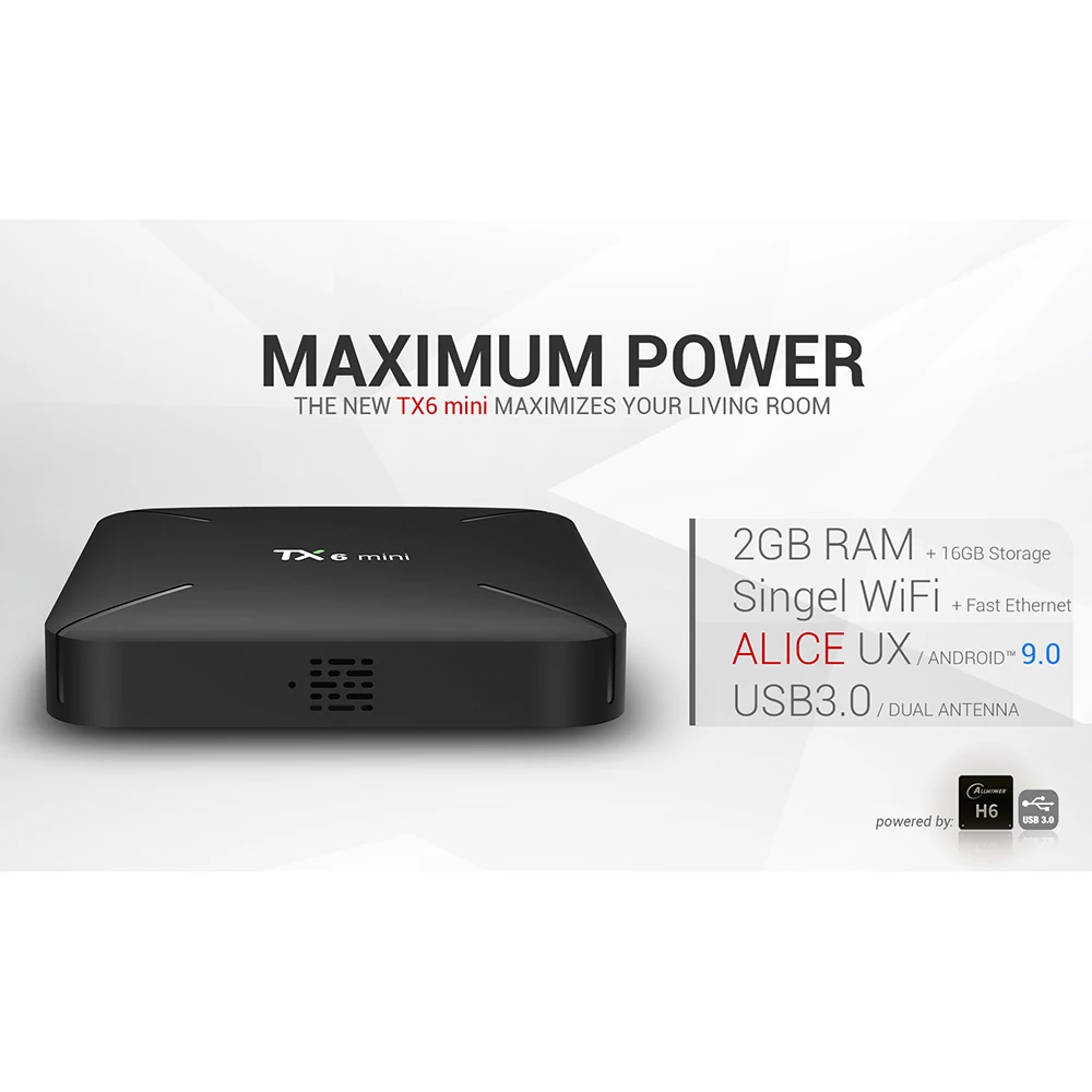 TX6mini Android 9,0 tv Box Allwinner H6 четырехъядерный Smart tv Box 2 Гб 16 Гб 2,4 ГГц WiFi медиаплеер 4K H.265 TX6 мини приставка
